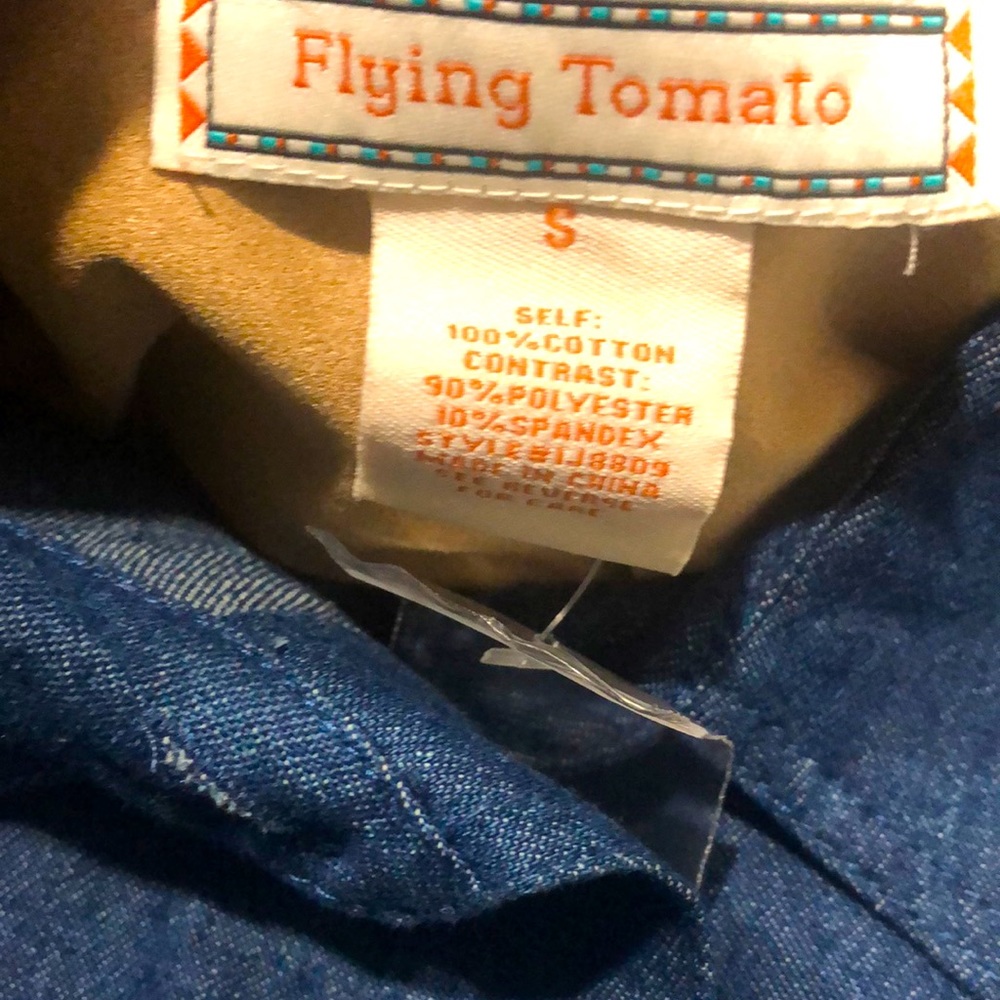 Flying Tomato Denim Aztec Shirtdress with Belt - Picture 5 of 15